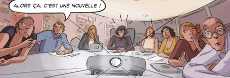 Au cours d'une conférence de rédaction, un journaliste s'exclame "alors ça, c'est une nouvelle !"