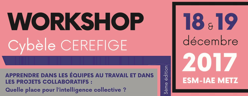 Workshop Cybèle CEREFIGE - 18-19 décembre 2017 - ESM-IAE - 3ème édition - apprendre dans els équipes de travail et dans les projets collaboratifs : quelle place pour l'intelligence colelctive ?